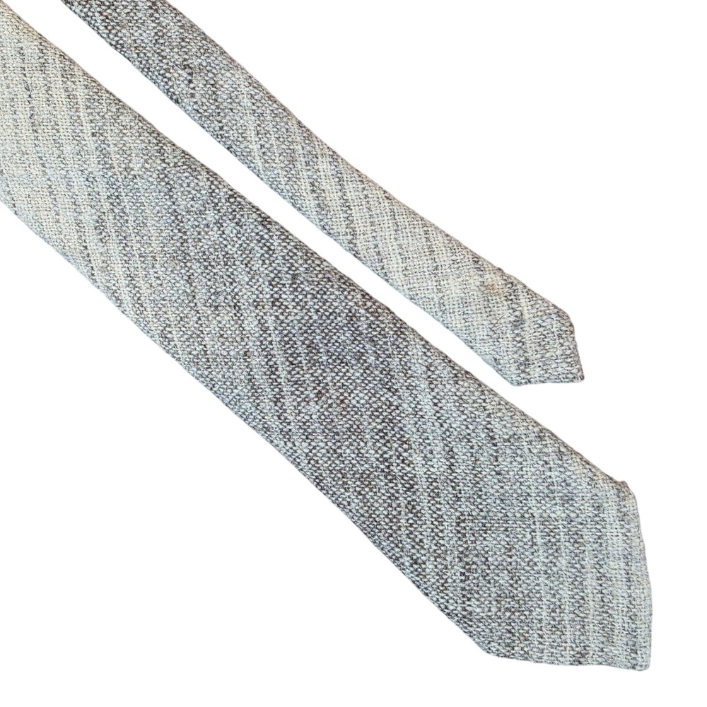 Tweedmill British Made Pure New‎ Wool Tie Brown Oatmeal Textured Tweed 61x3.25